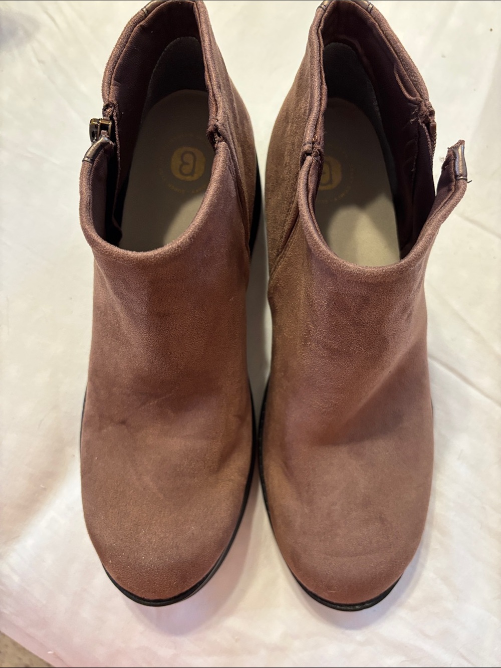 Bzees Brown Suede Ankle Booties NWOT